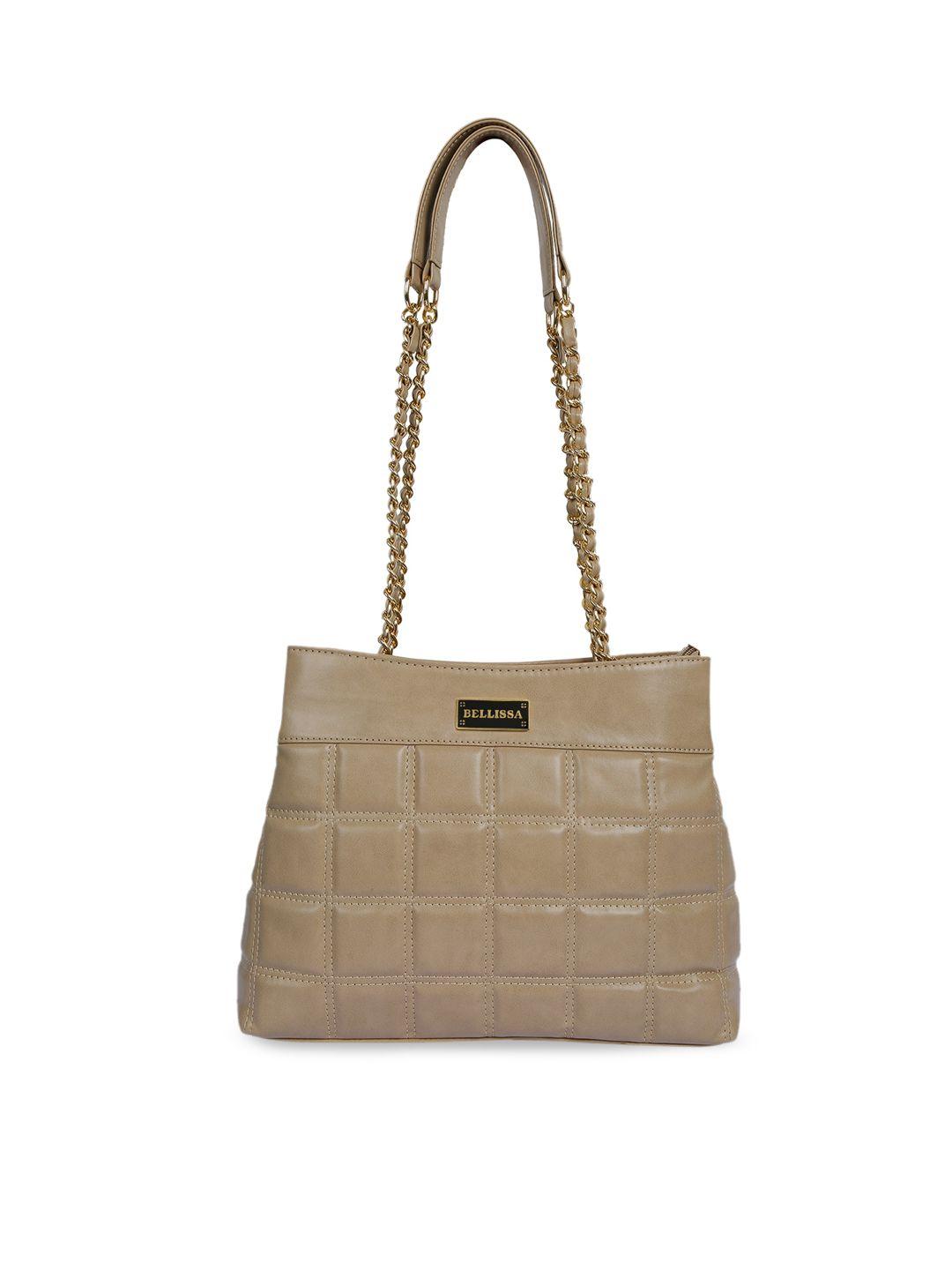 bellissa beige textured pu structured shoulder bag