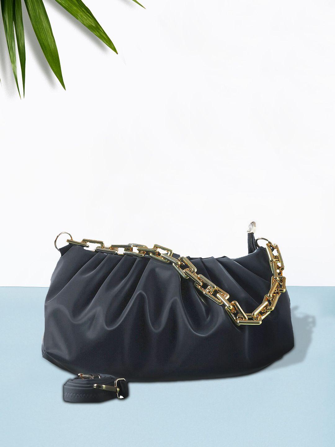 bellissa black pu structured handheld bag