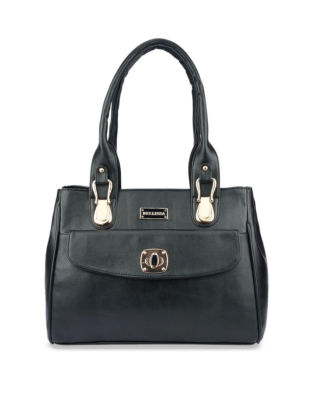 bellissa black pu structured handheld bag