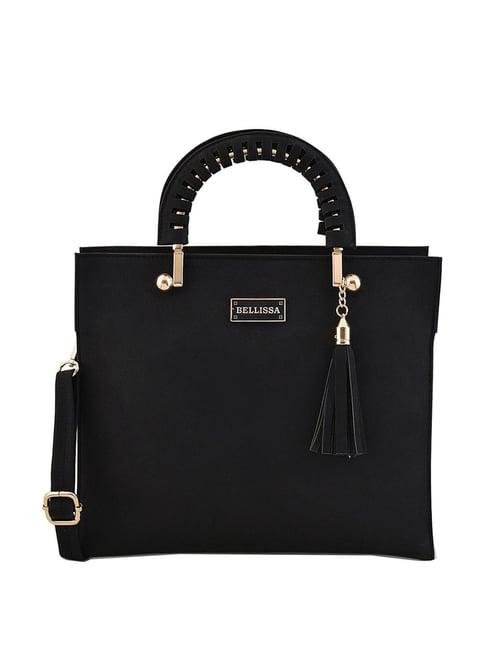 bellissa black solid medium elegant handbag
