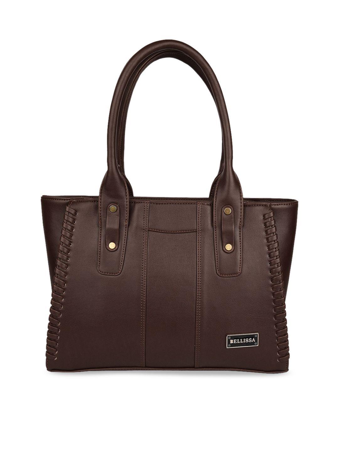 bellissa brown solid structured handheld bag