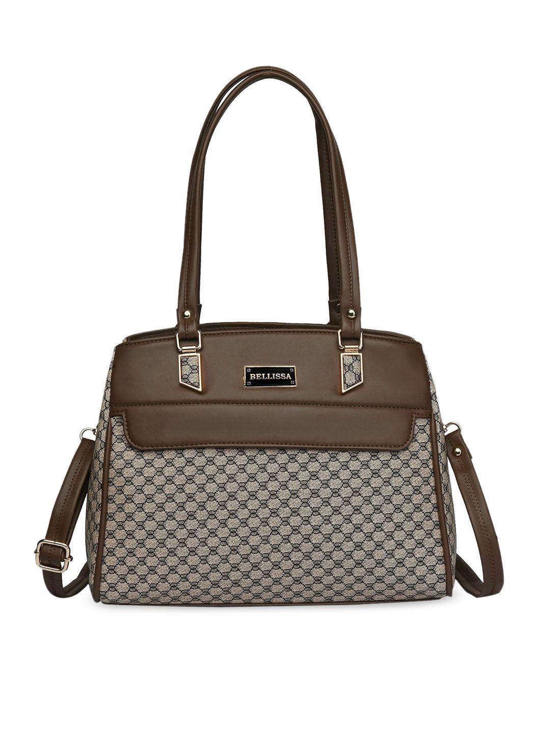 bellissa brown structured handheld bag with quilted