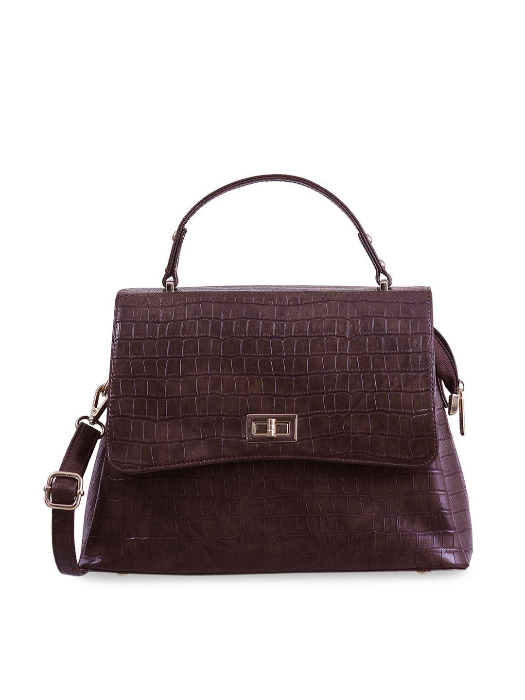 bellissa brown textured pu structured handheld bag