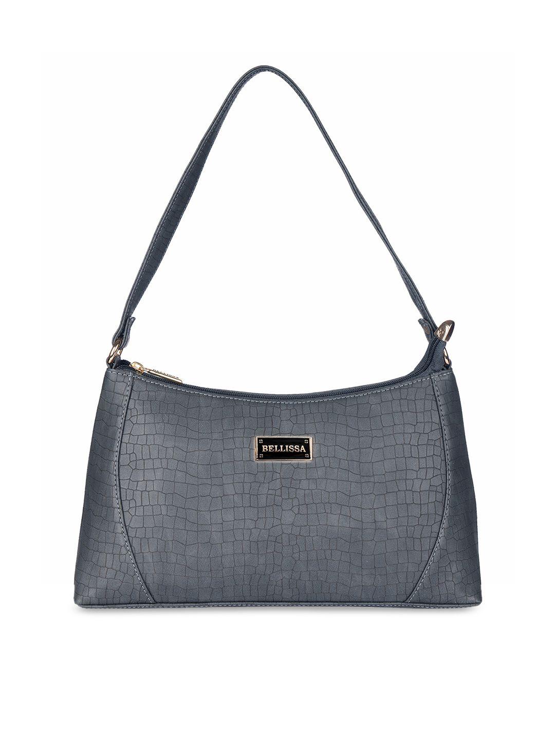 bellissa grey animal textured structured baguette bag