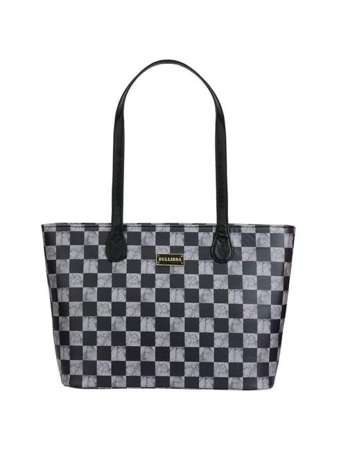 bellissa grey checks medium mini box shoulder handbag