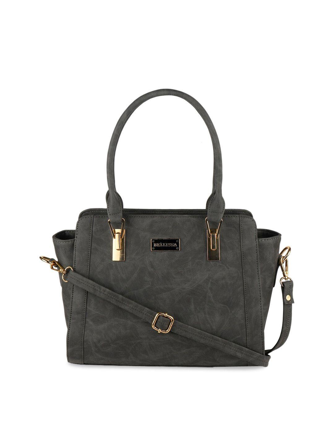 bellissa grey textured handheld bag