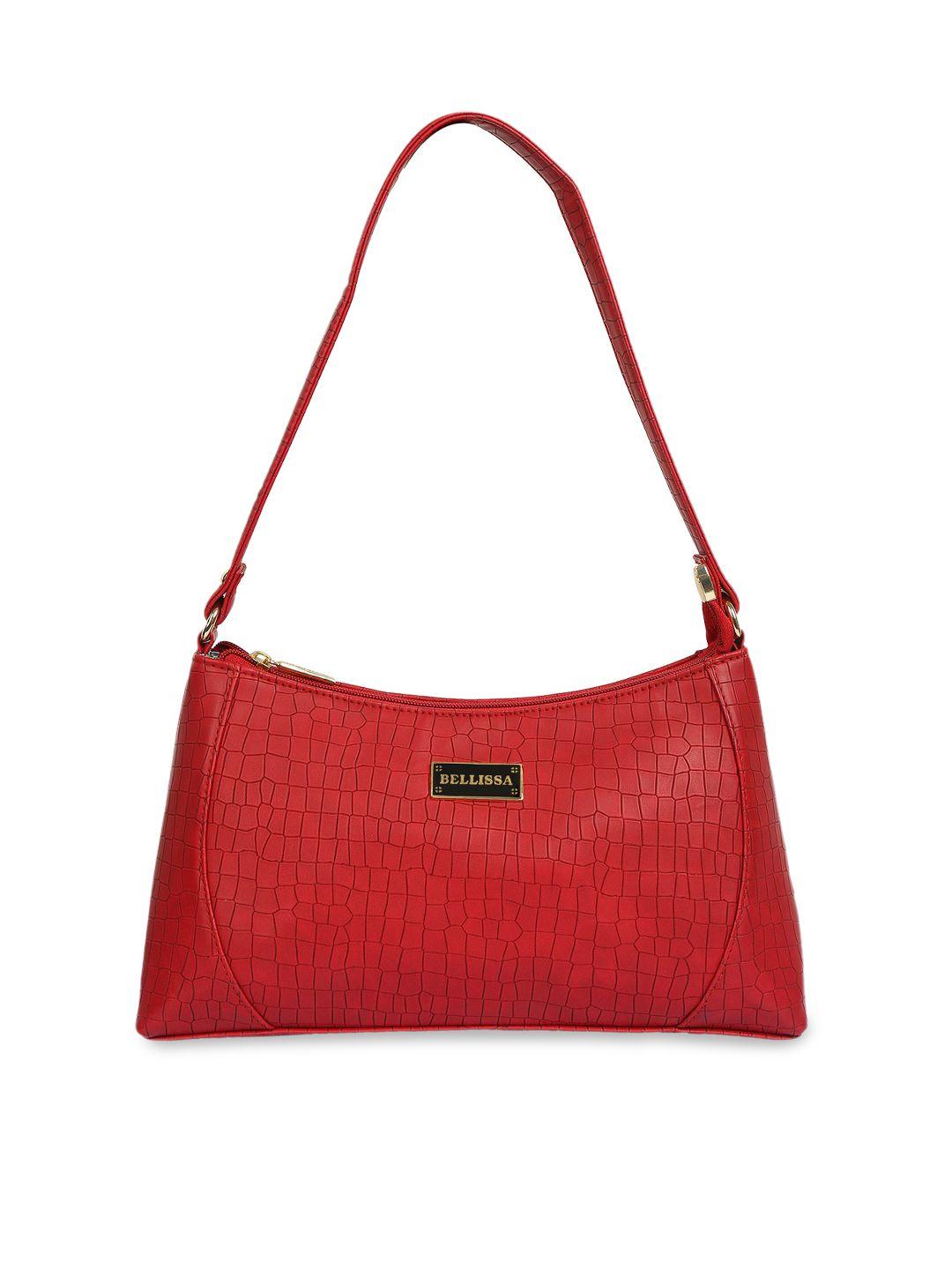 bellissa maroon textured structured handheld bag