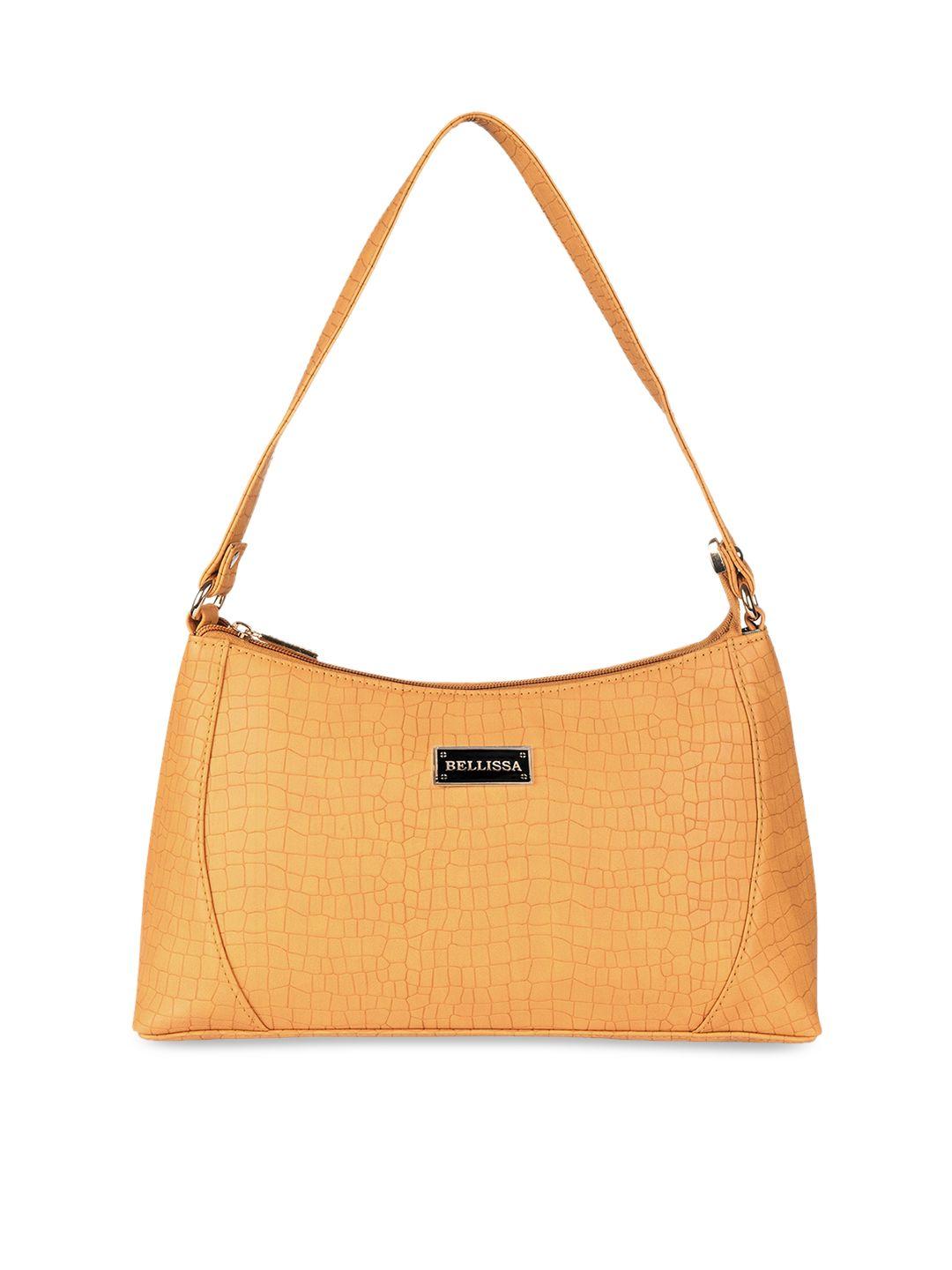 bellissa mustard yellow animal textured pu structured shoulder bag