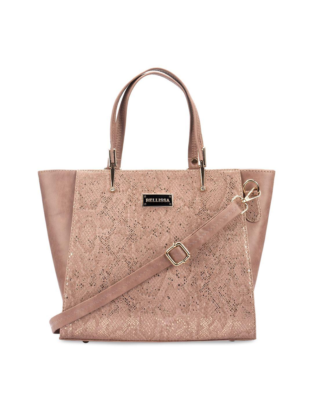 bellissa nude-coloured pu structured handheld bag with applique