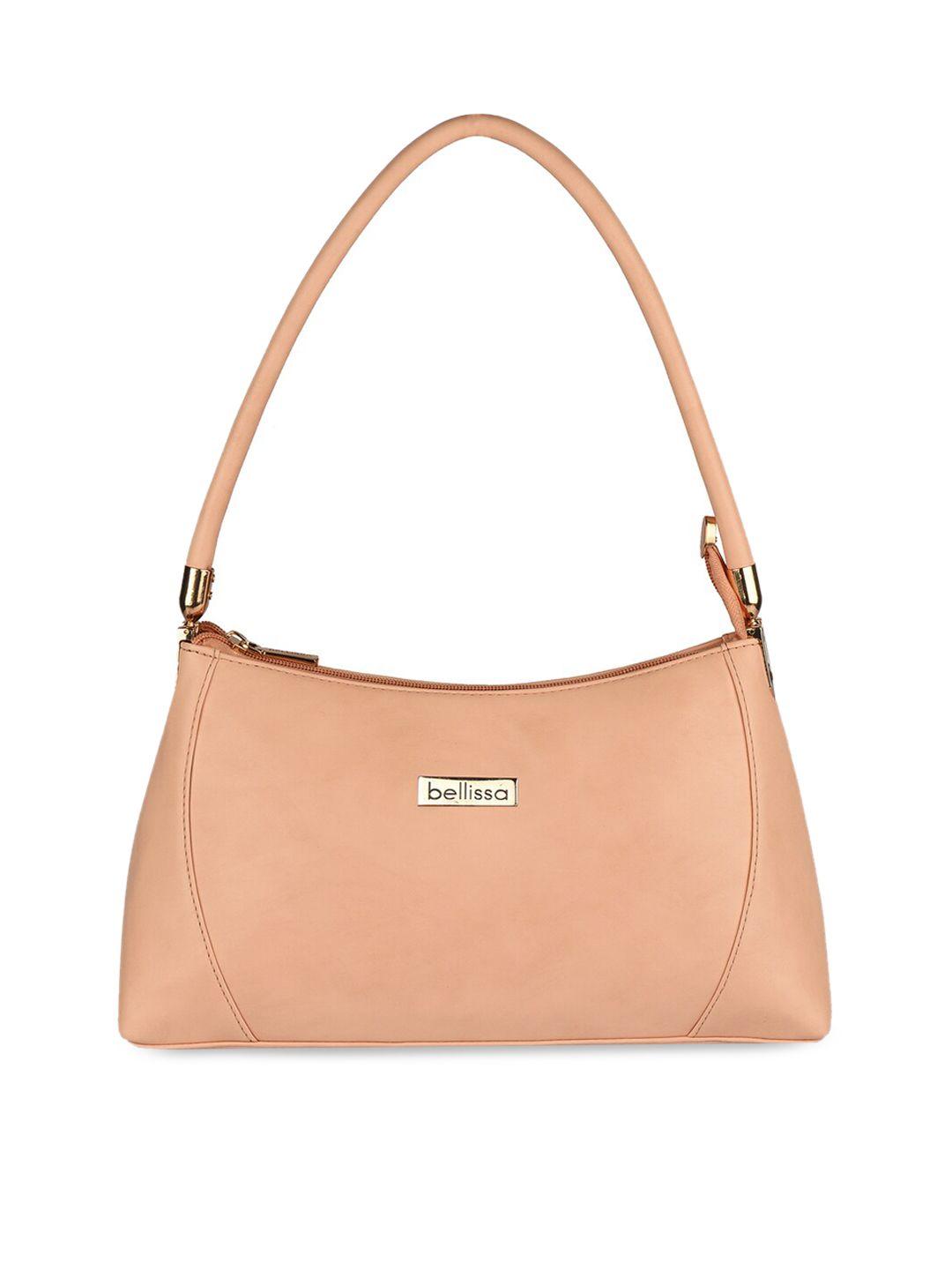 bellissa peach-coloured solid hobo bag