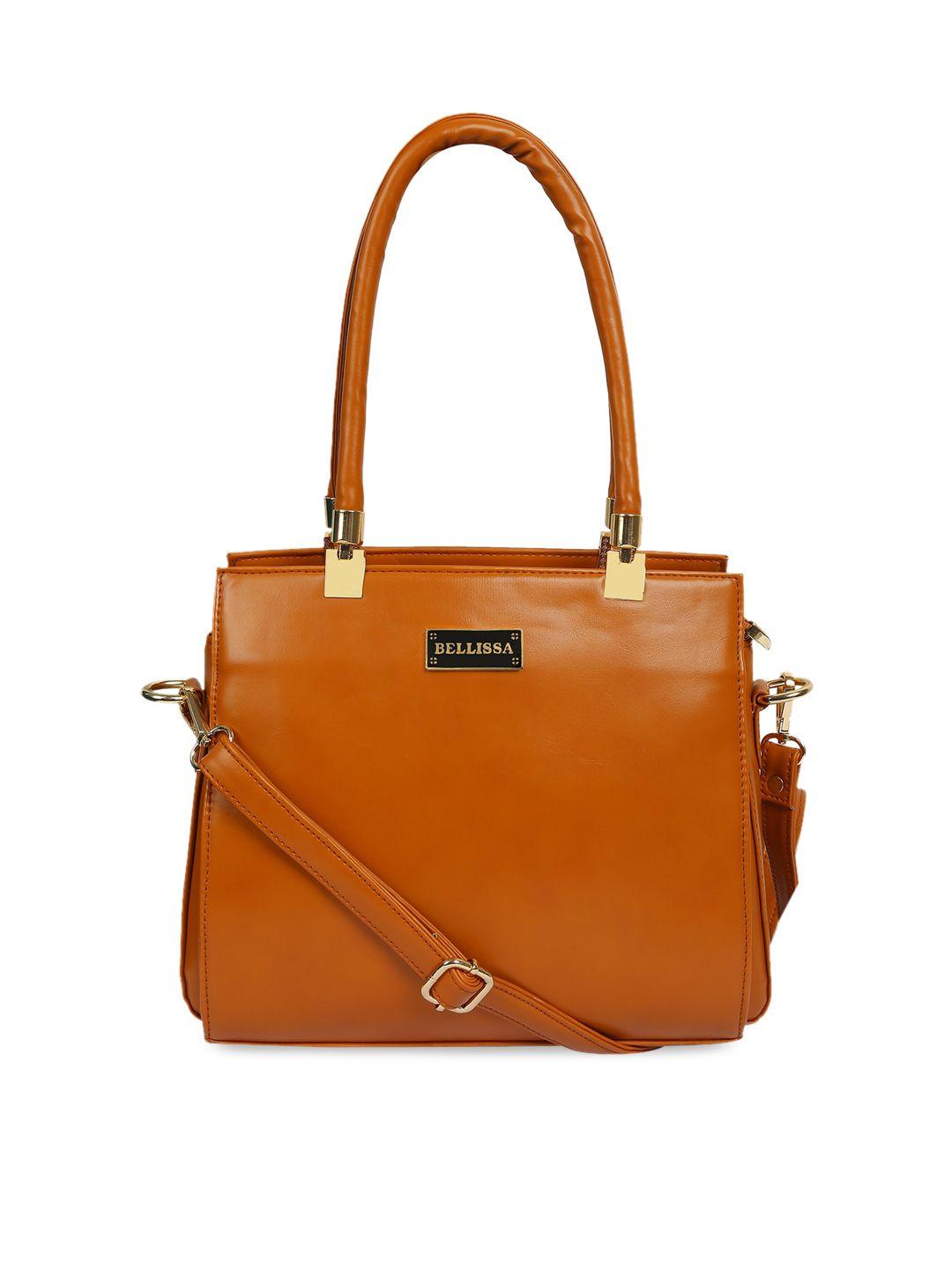 bellissa tan pu structured handheld bag