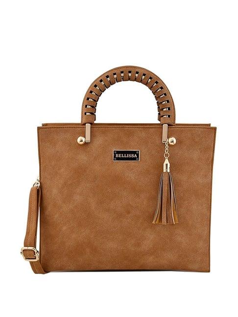 bellissa tan solid medium elegant handbag