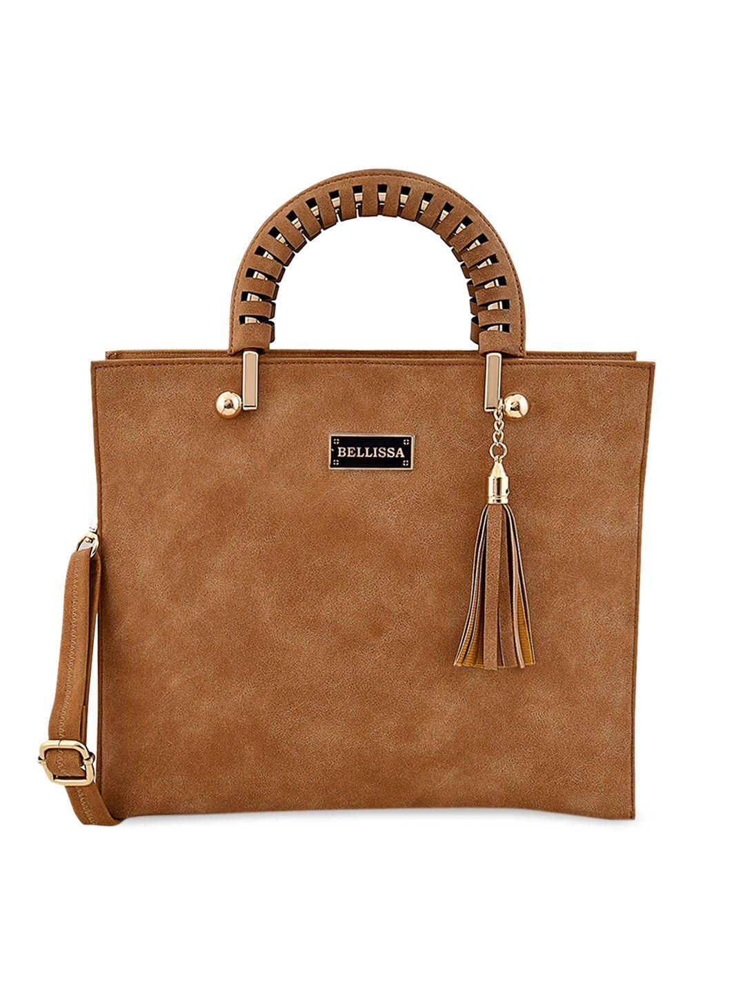 bellissa tan textured handheld bag