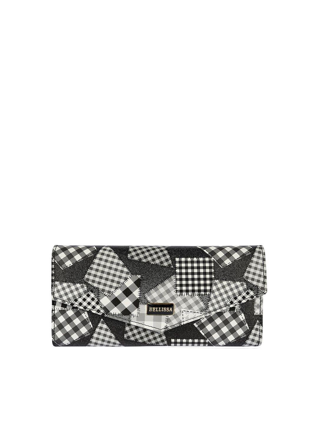 bellissa women abstract striped zip detail pu three fold wallet