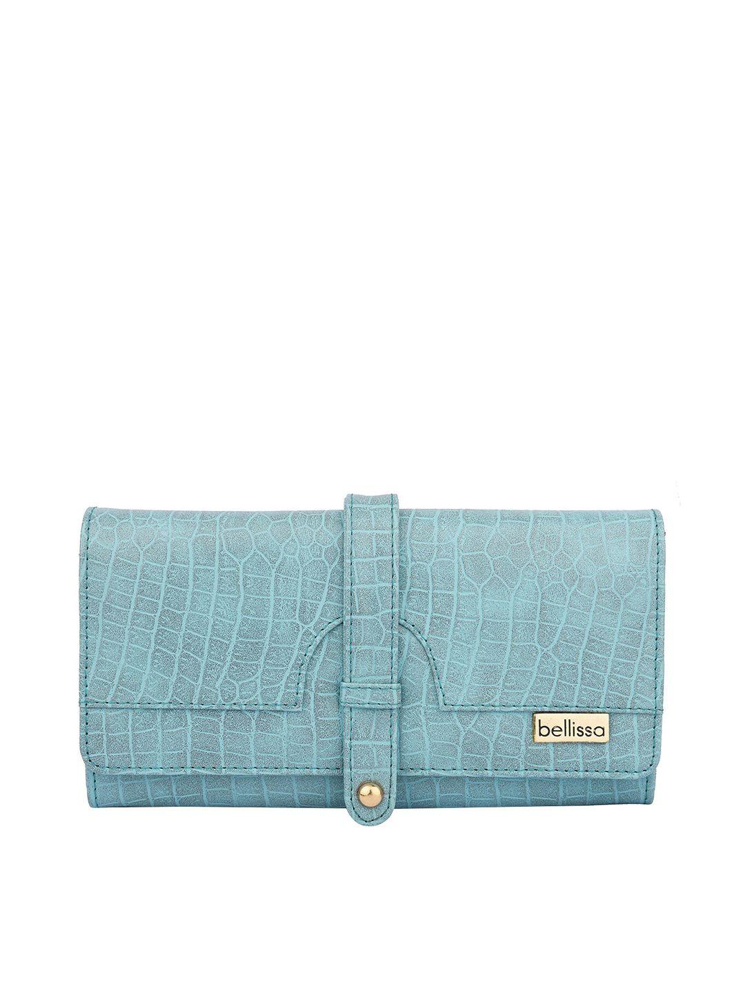 bellissa women blue abstract textured pu two fold wallet