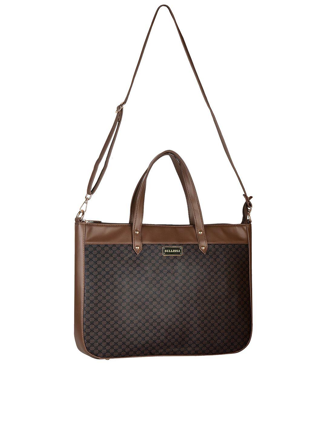 bellissa women brown textured laptop bag