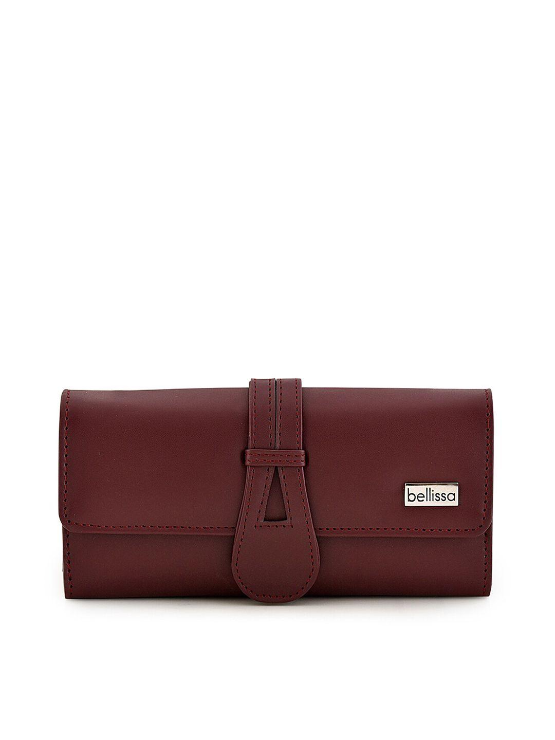 bellissa women burgundy pu three fold wallet