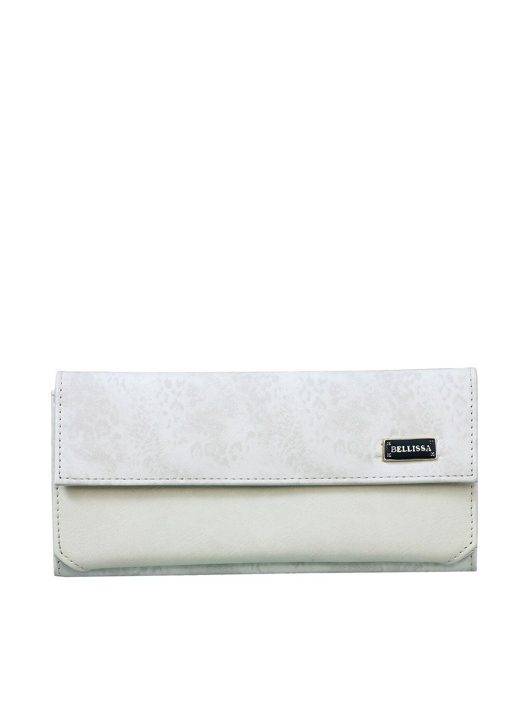 bellissa women cream-colour textured three fold wallet