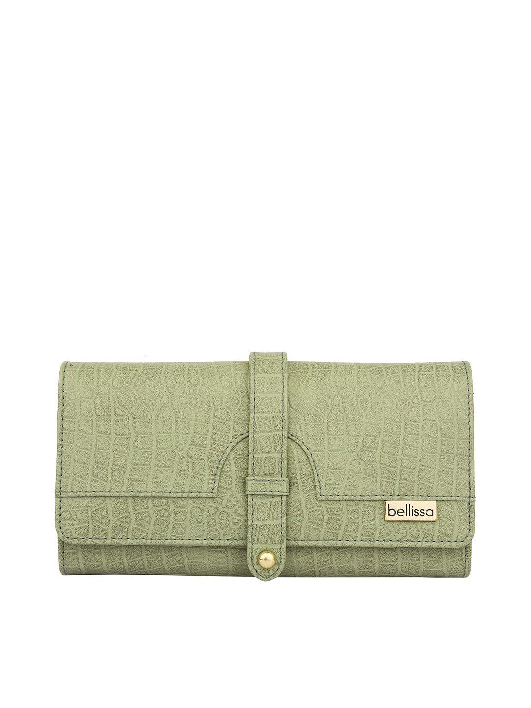 bellissa women green animal textured pu two fold wallet