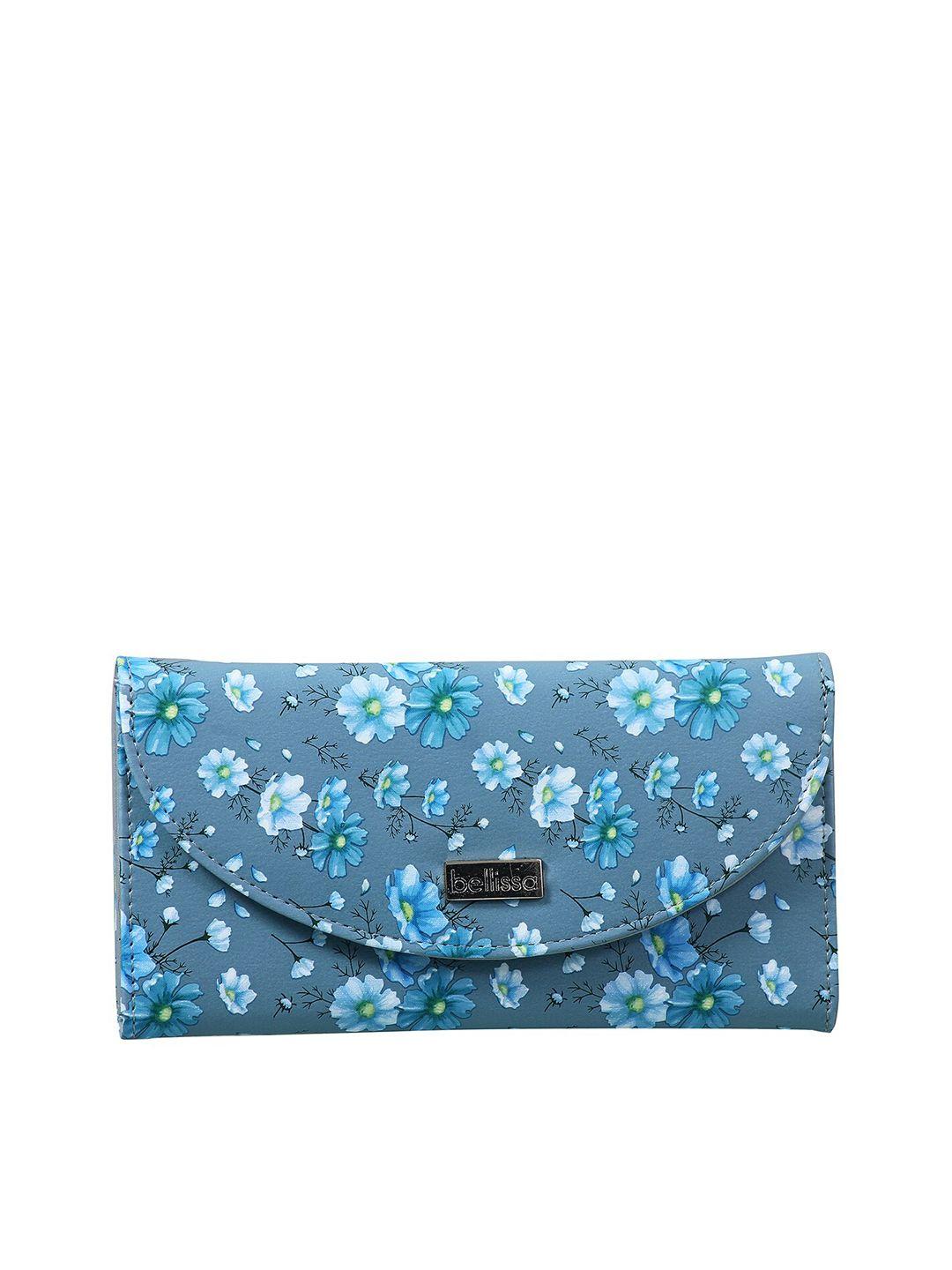 bellissa women grey floral printed three fold wallet