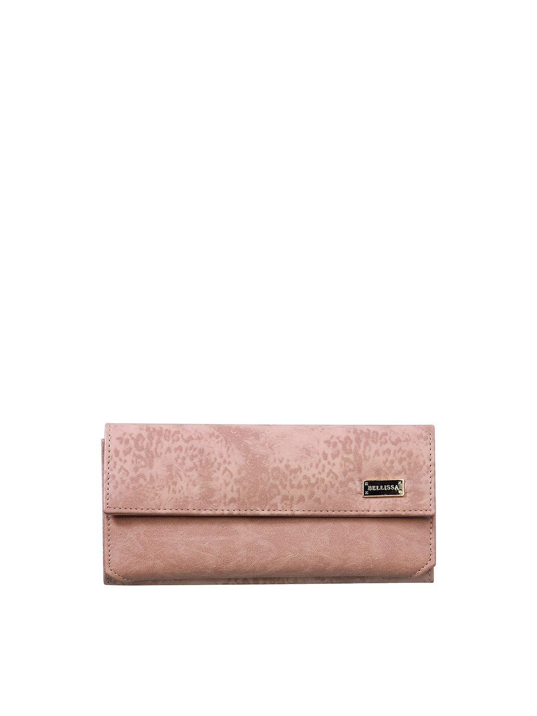 bellissa women nude-coloured textured pu three fold wallet