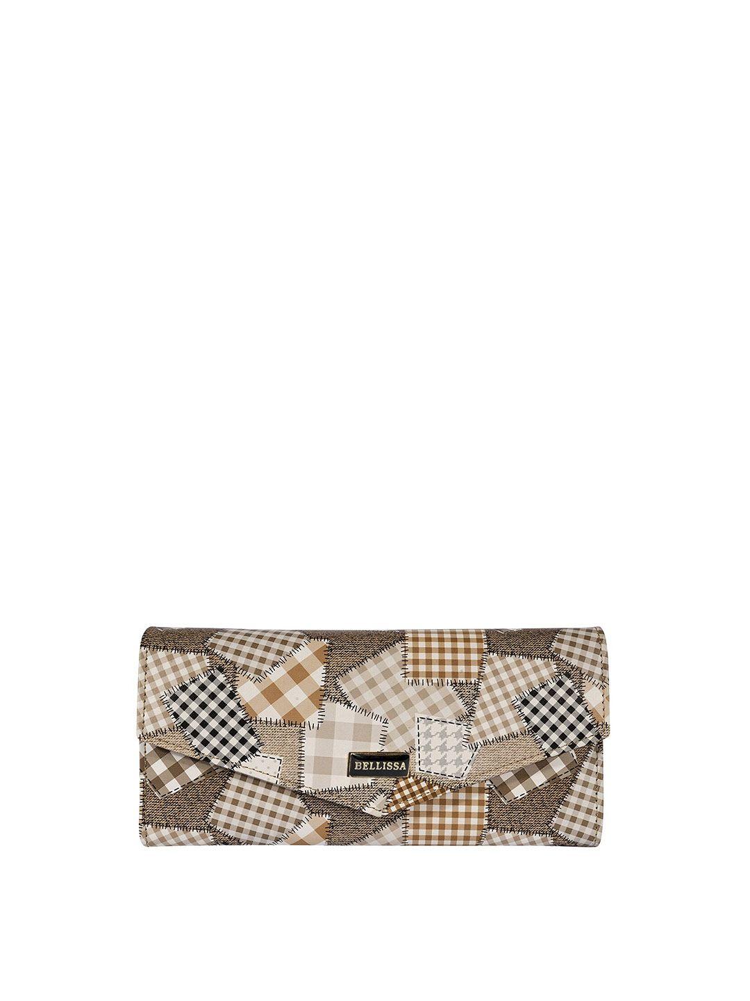 bellissa women printed button closure pu three fold wallet