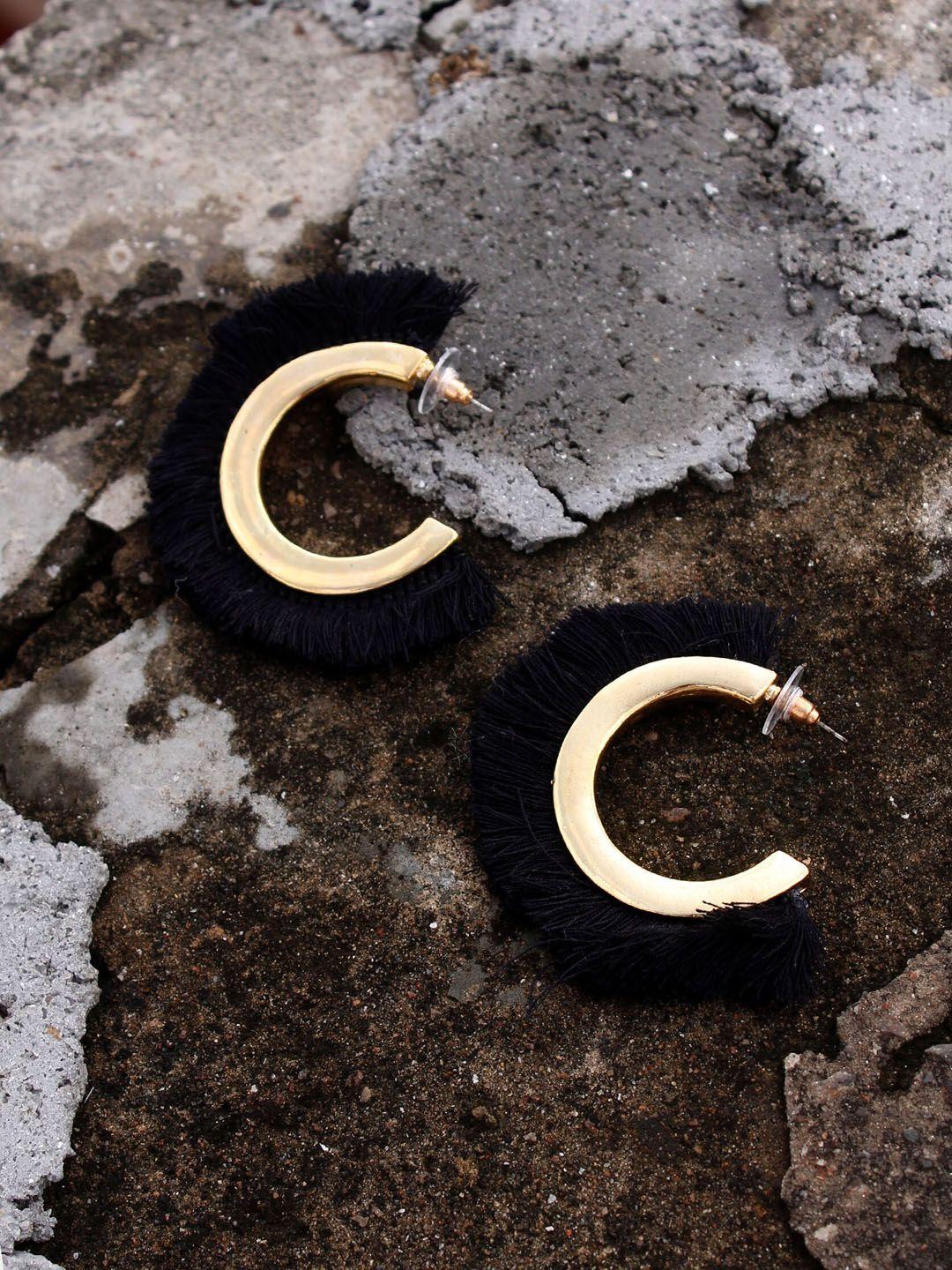 bellofox black contemporary half hoop earrings
