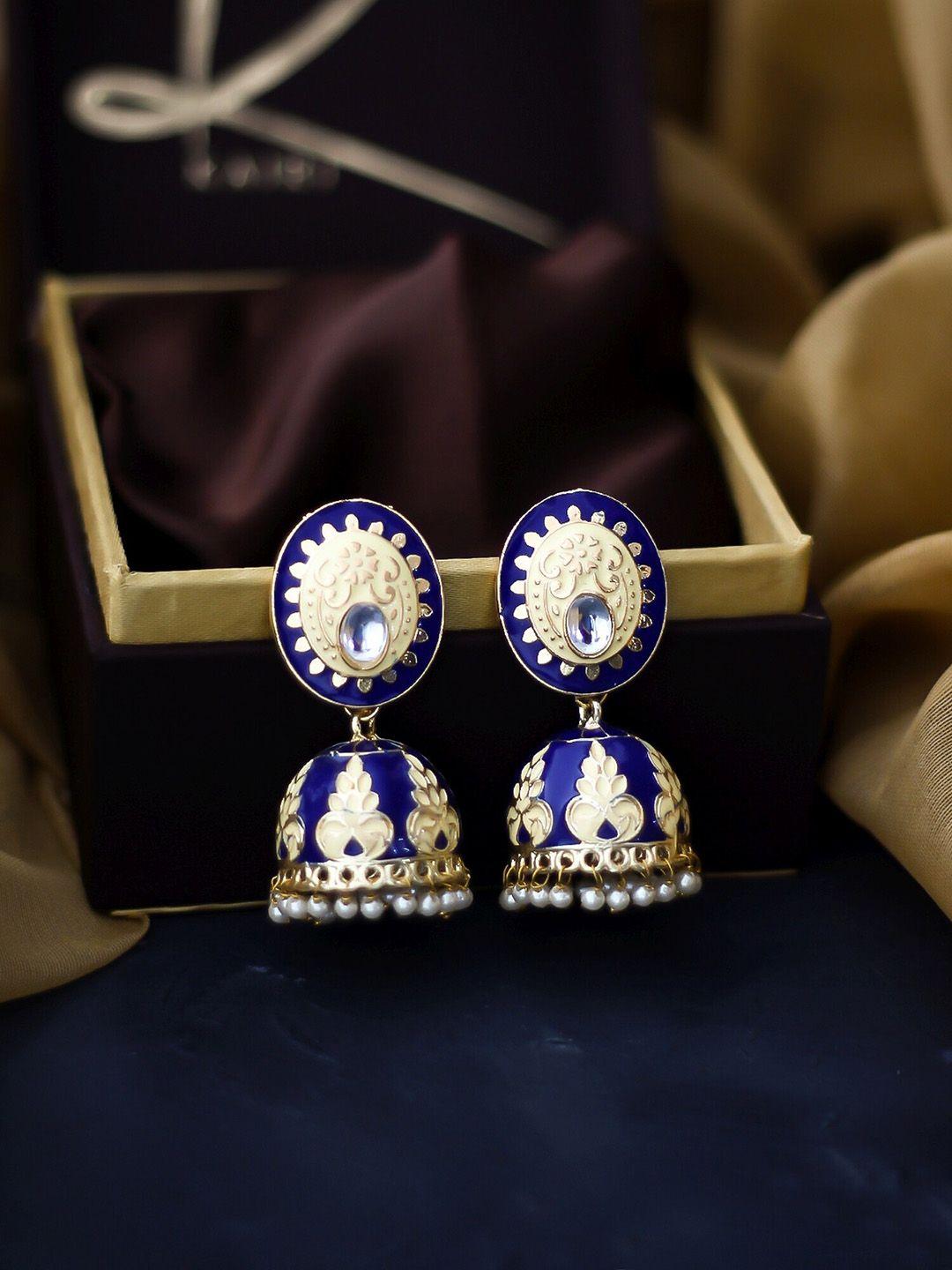 bellofox blue contemporary meenakari jhumkas