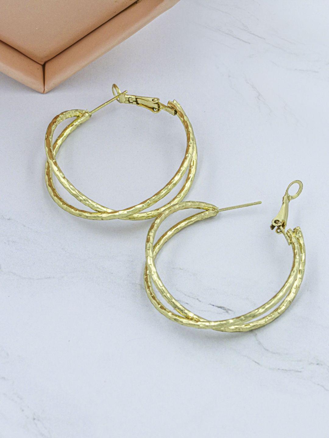 bellofox gold-toned contemporary hoop earrings