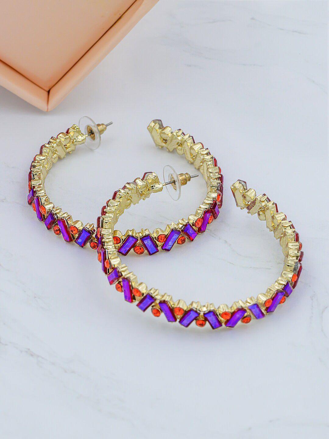 bellofox gold-toned contemporary hoop earrings