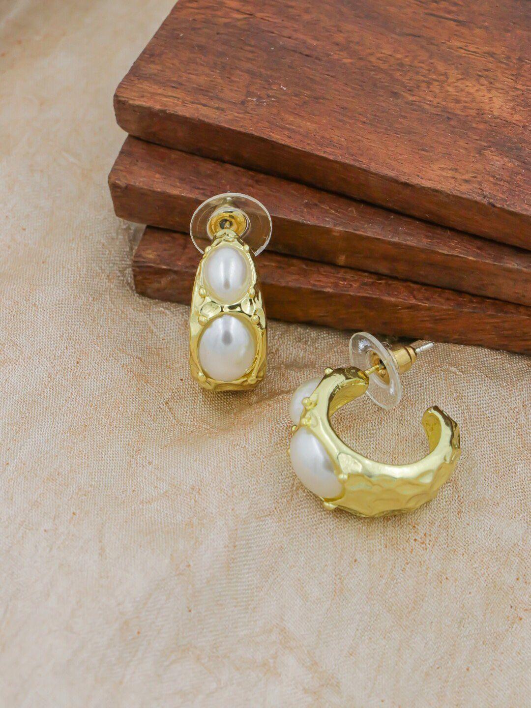 bellofox gold-toned contemporary studs earrings