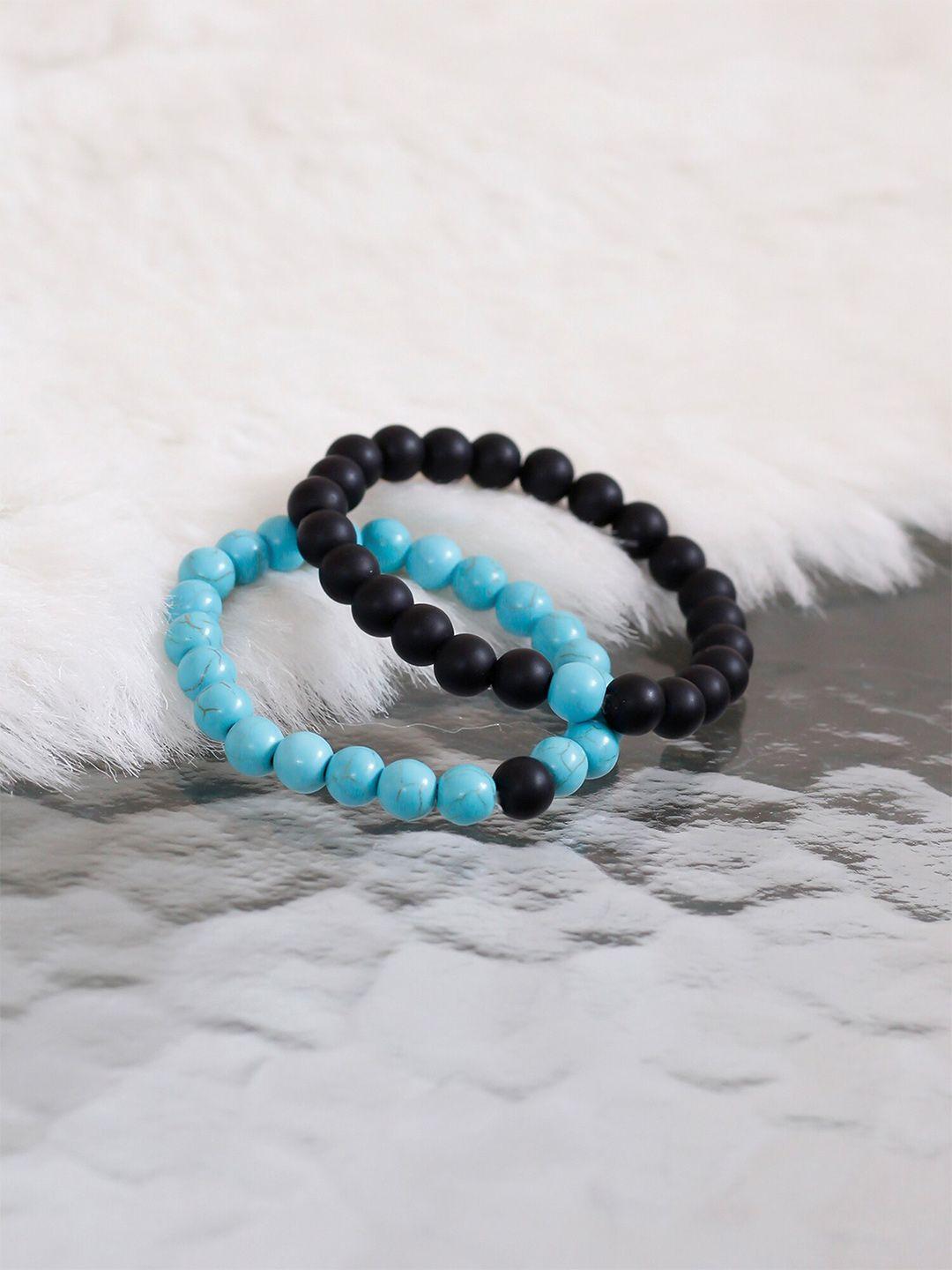 bellofox set of 2 women blue & black elasticated bracelet