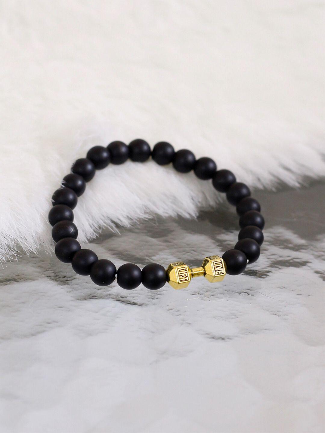 bellofox women black & gold-toned charm bracelet
