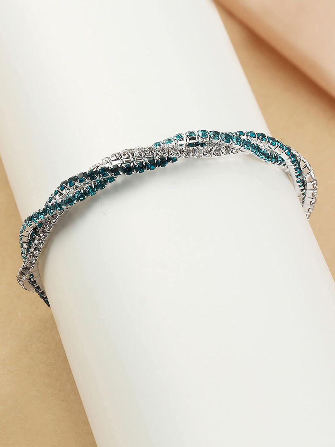 bellofox women blue silver kada bracelet