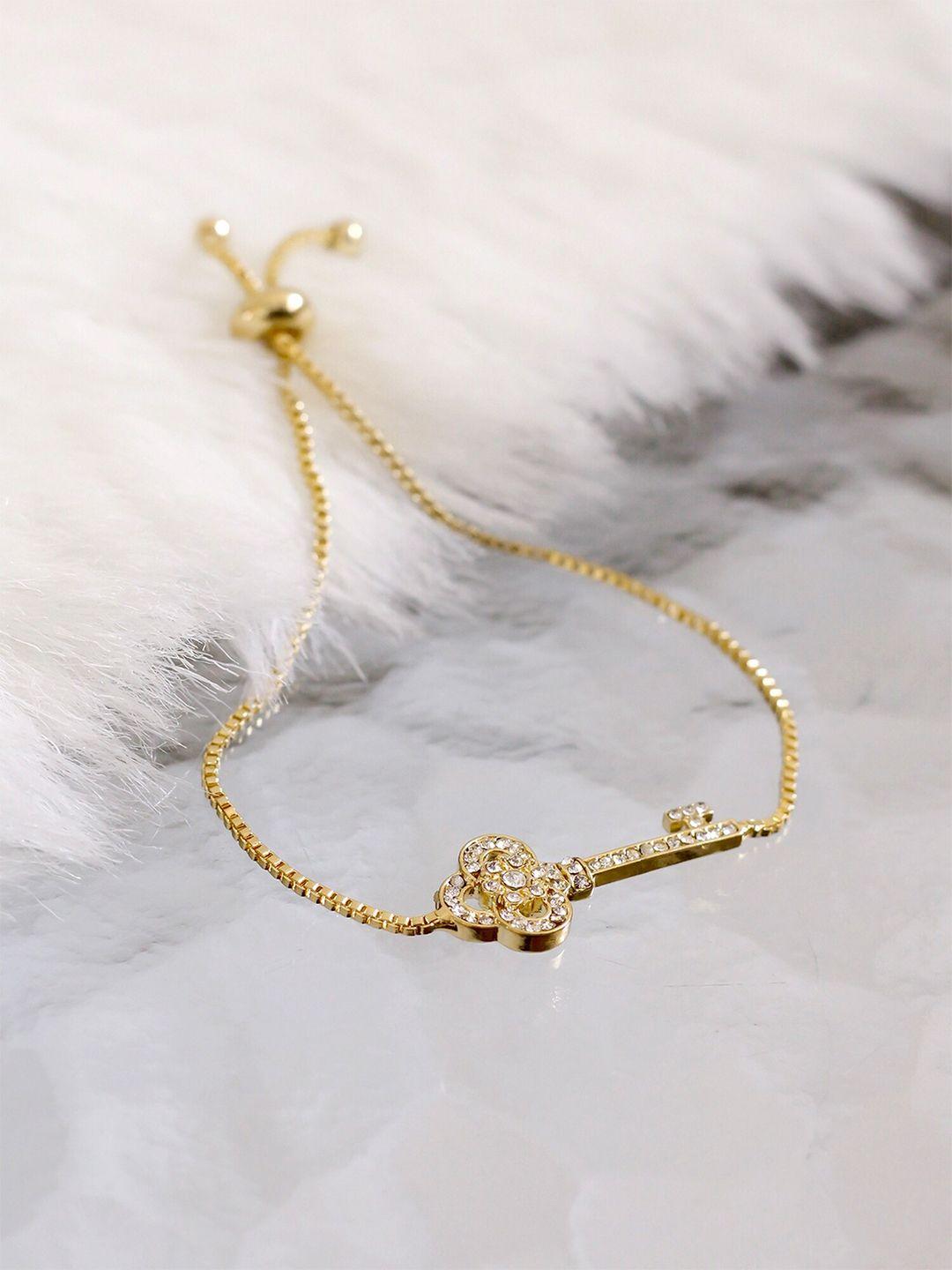 bellofox women gold-toned & white charm bracelet