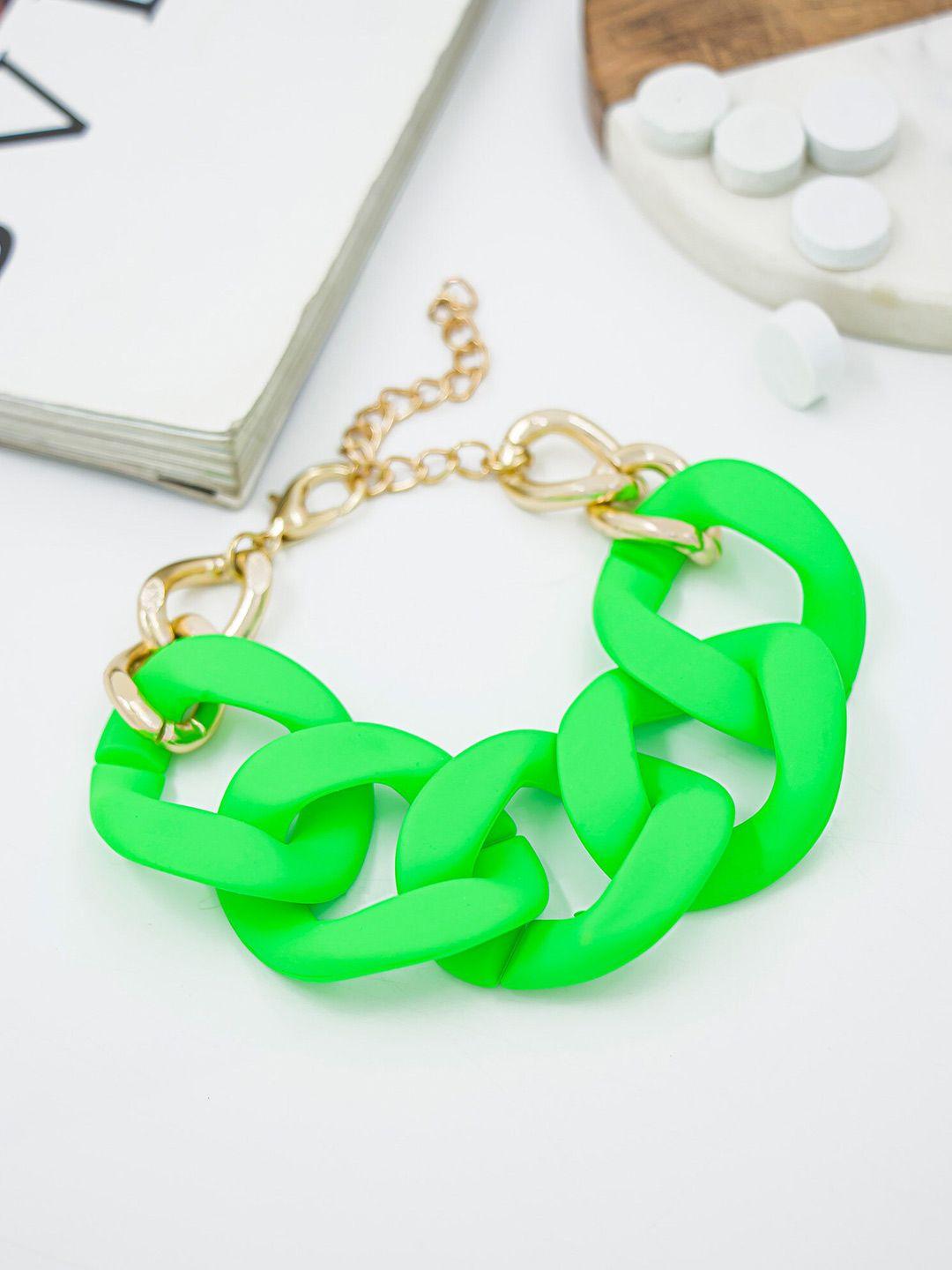 bellofox women green & gold-toned link bracelet