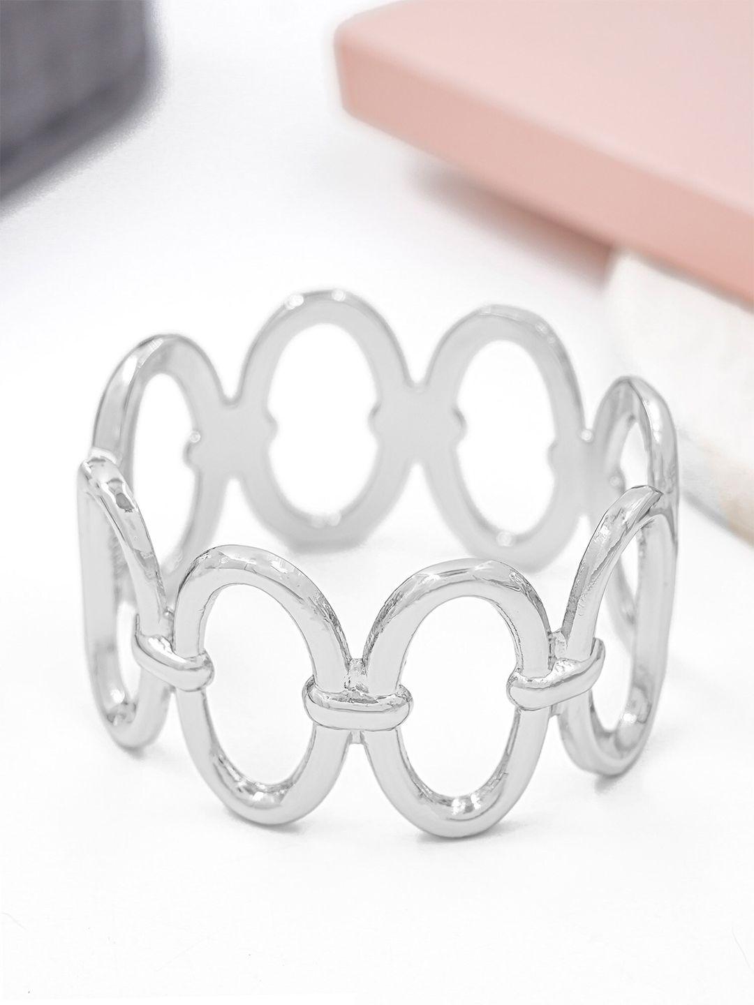 bellofox women silver-toned silver-plated cuff bracelet