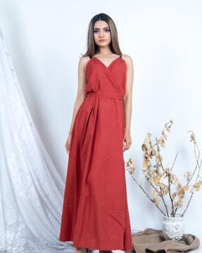 belted gown dress