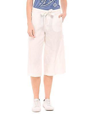 belted linen culottes