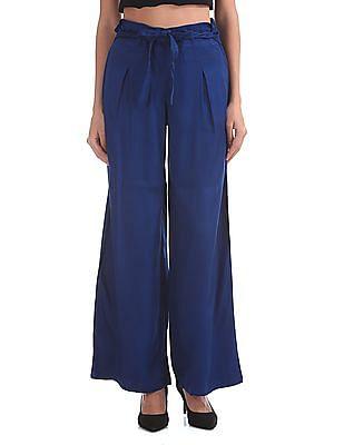 belted wide leg pants