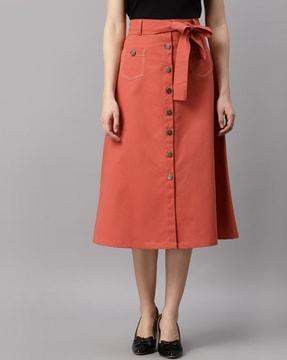 belted a-line skirt