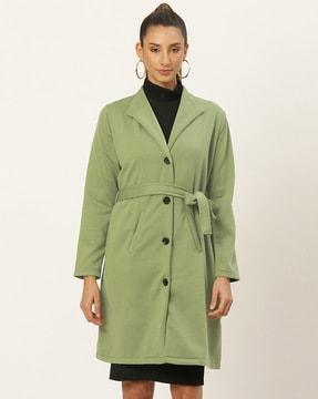 belted coat with welt pockets
