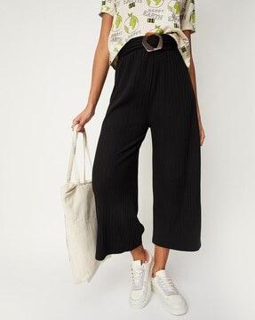 belted culottes with insert pockets