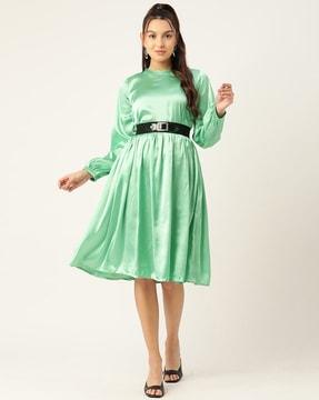 belted fit & flare dress