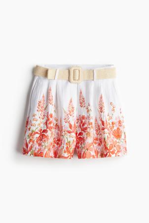 belted twill shorts