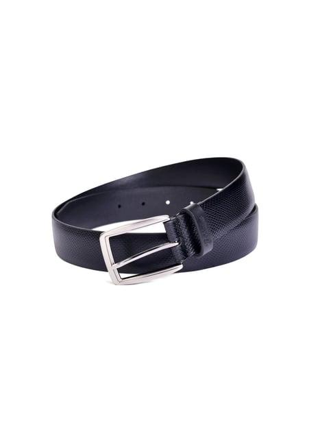 belwaba black textured formal leather belt for men