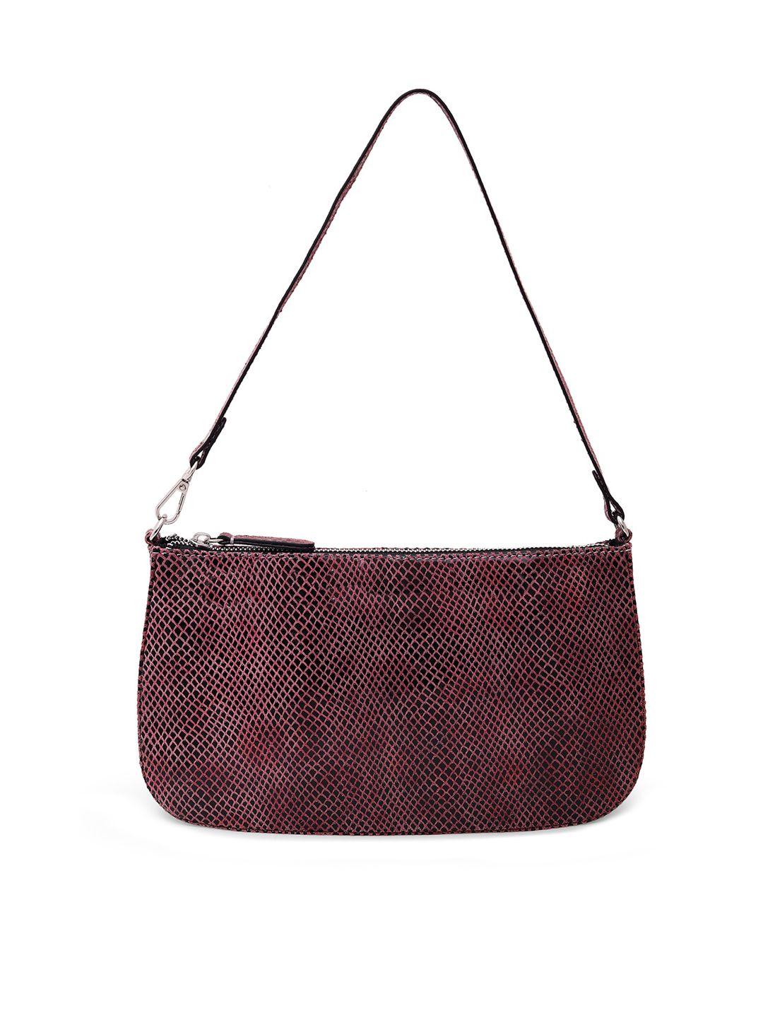 belwaba burgundy & black snakeskin textured handheld bag
