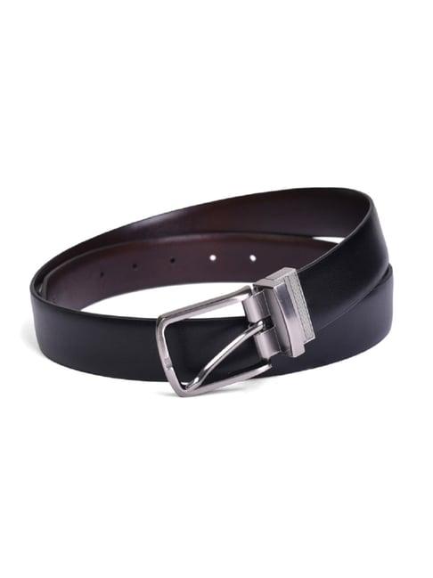 belwaba black & brown formal reversible leather belt for men