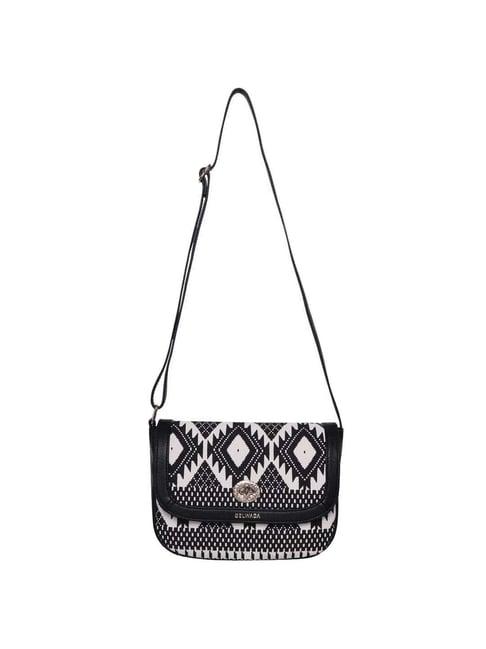 belwaba black printed small sling handbag
