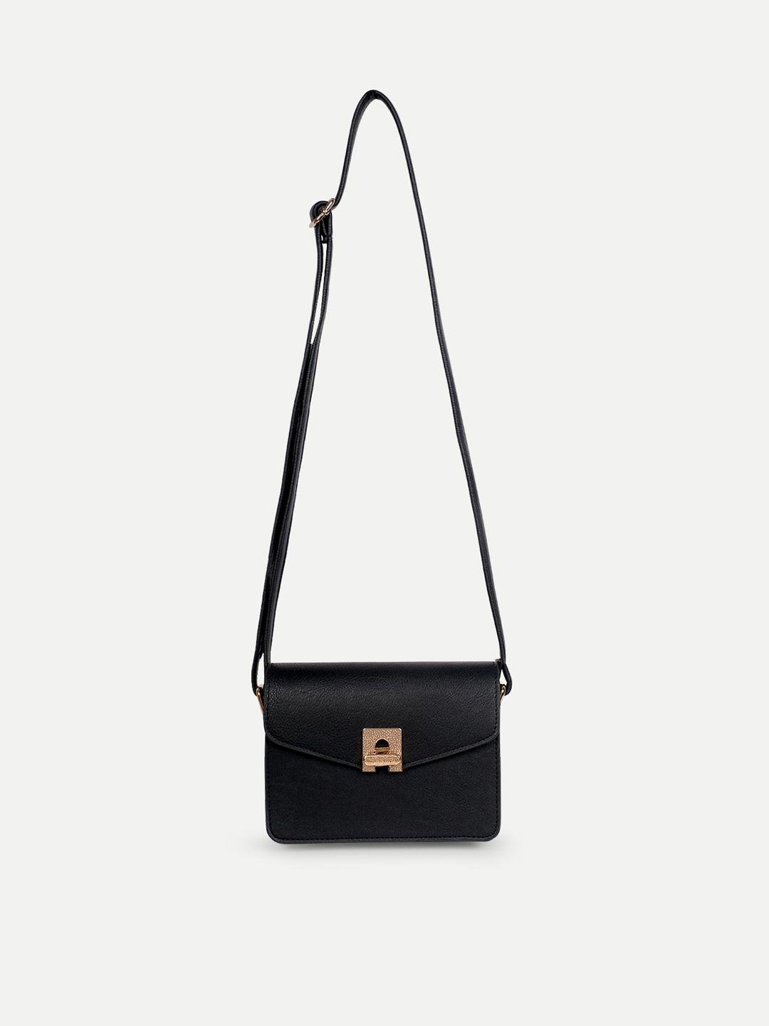 belwaba black pu structured sling bag